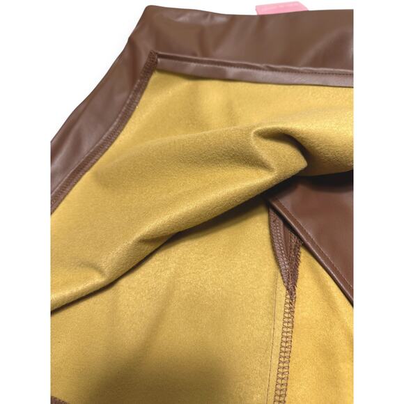 NWT Fashion on Earth Faux Sleek Brown Leather Wrap Skirt Size Small - Picture 6 of 11